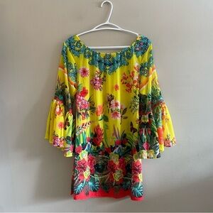 Ranees Floral Paradise Sheer Off Shoulder Tunic Swim Cover Up – Size Medium EUC